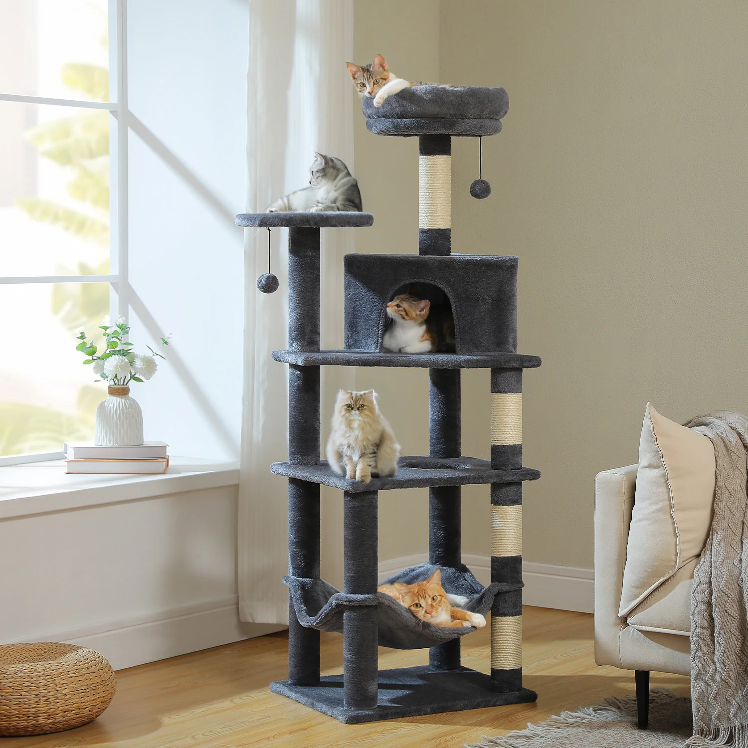 Wooden 5 Multi-Level Cat Tree