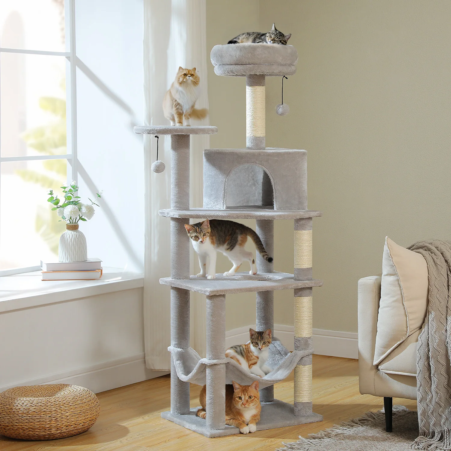 Wooden 5 Multi-Level Cat Tree - Image 2
