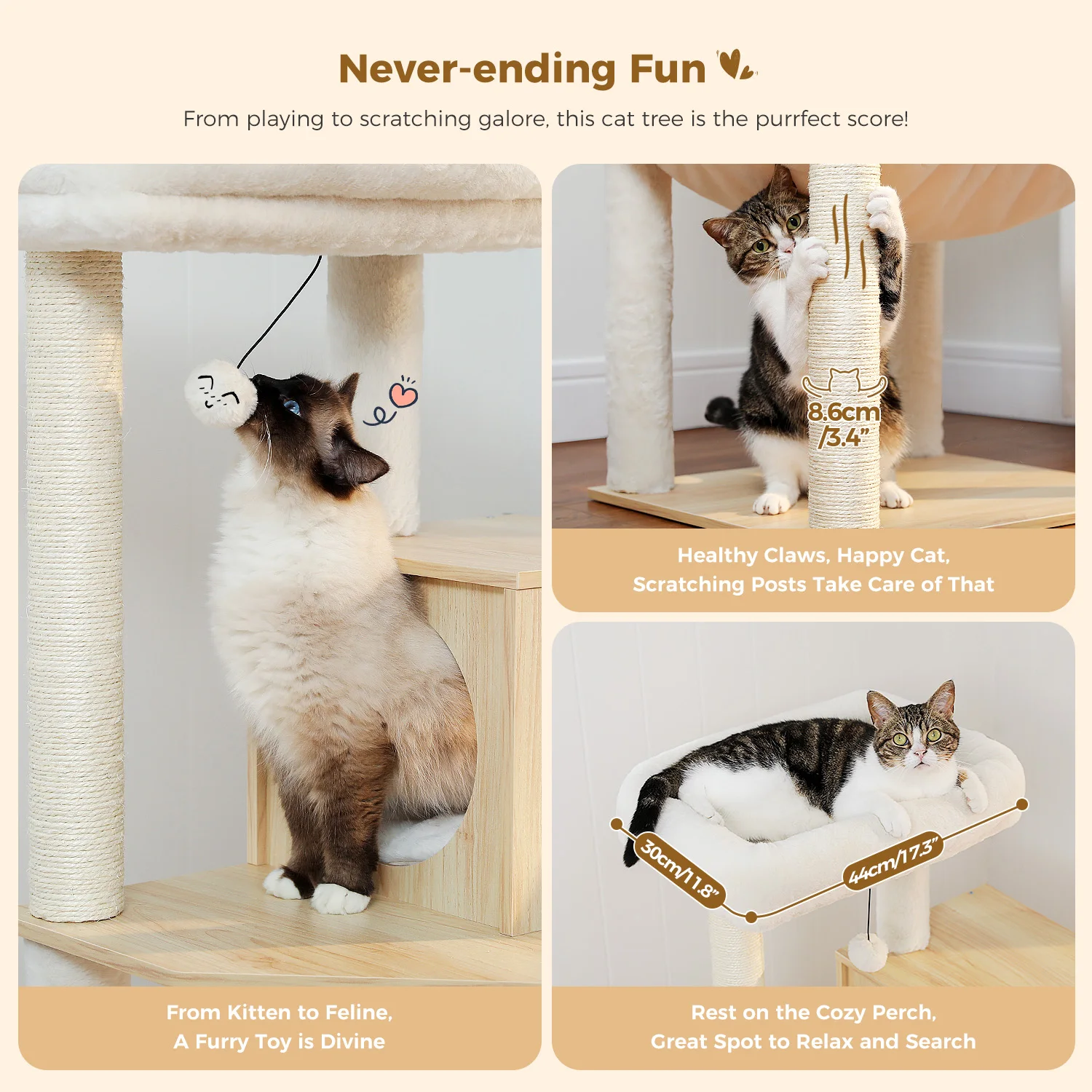 Wooden Multi-Level Cat Tree - Image 4